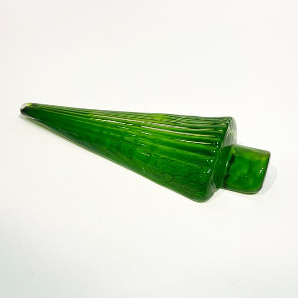 Green Glass Tree Paperweight Flat Back 3" x 1.5" x 7" - Picture 2 of 5